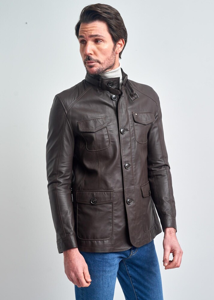 Felix Özgün Tasarim Slim Fit, Garnili, Düğmeli Gerçek Deri Ceket - Pierre Cardin (1)