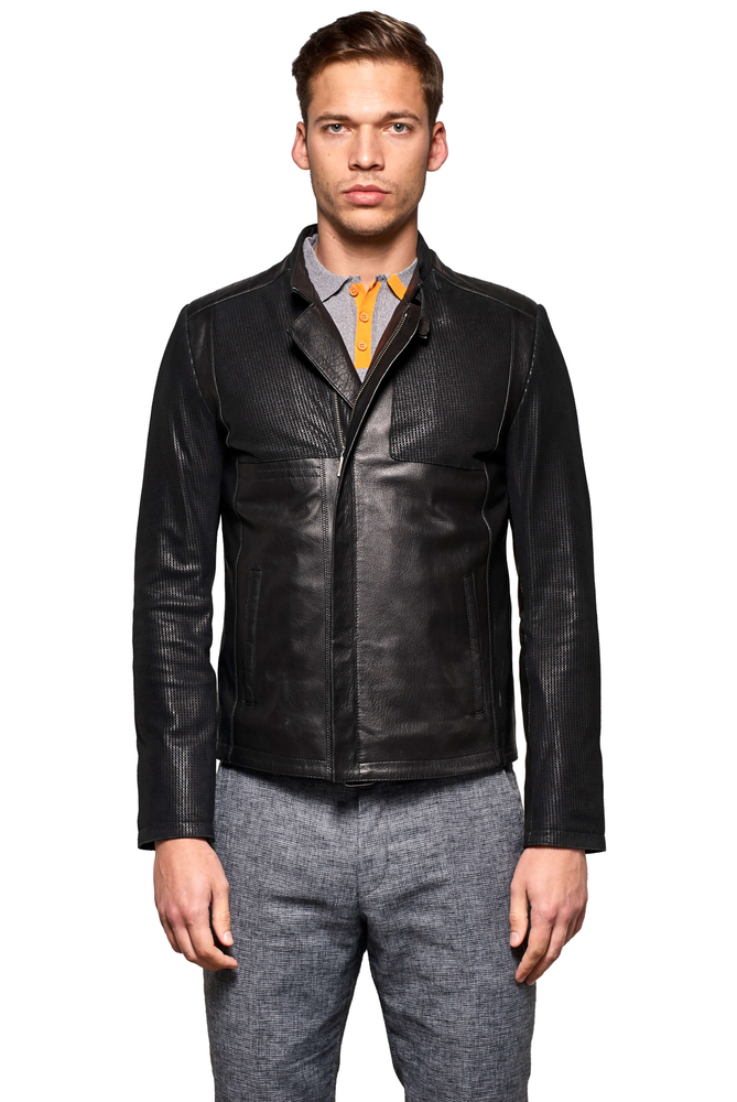 Men's Black Casual Genuine Leather Jacket - PIERRECARDIN