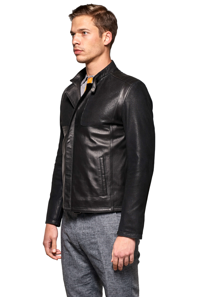 Men's Black Casual Genuine Leather Jacket - PIERRECARDIN (1)
