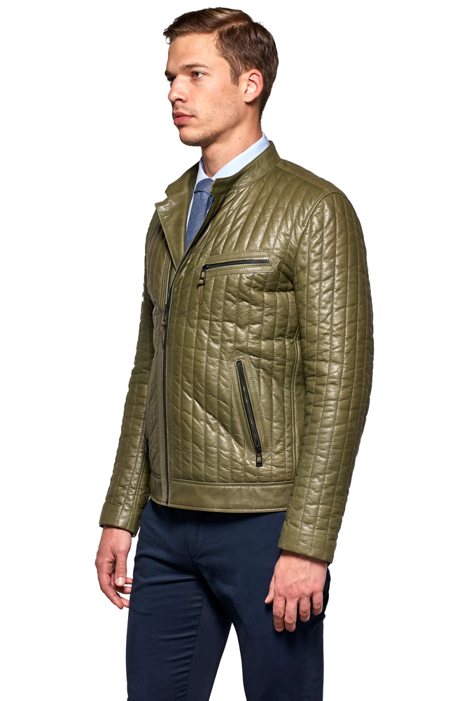Men's Green Pocket Genuine Leather Jacket - PIERRECARDIN (1)