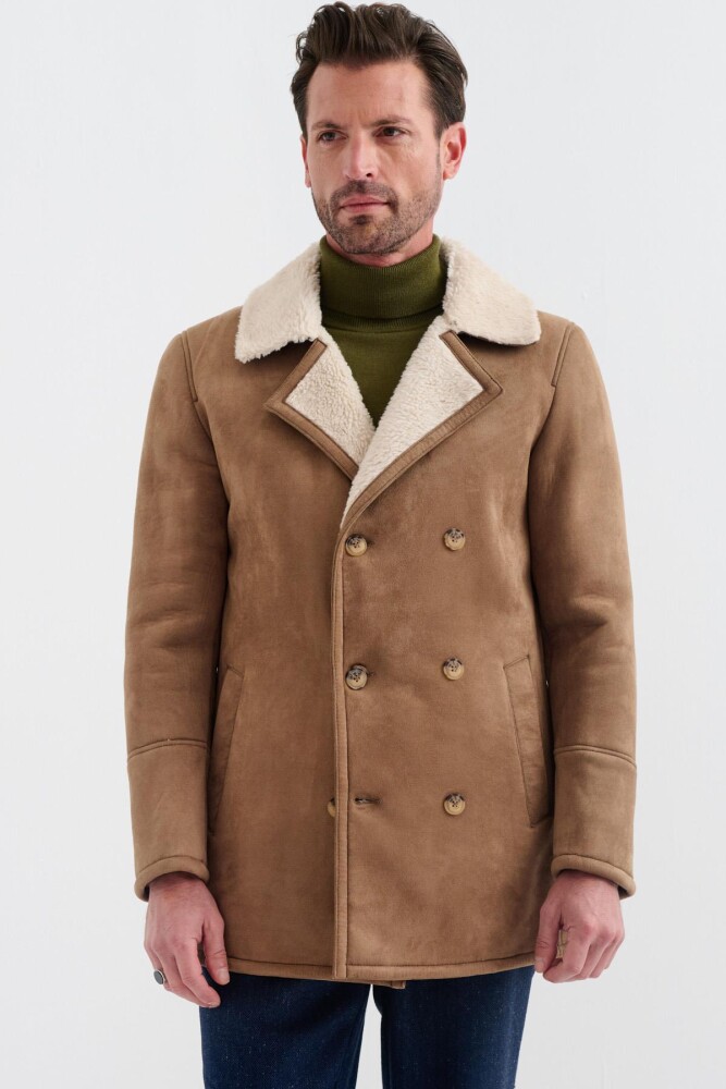 Nolan Regular Fit Içi Kürklü Düğmeli Katli Yaka Yandan Cepli Klasik Süet Mont - Pierre Cardin